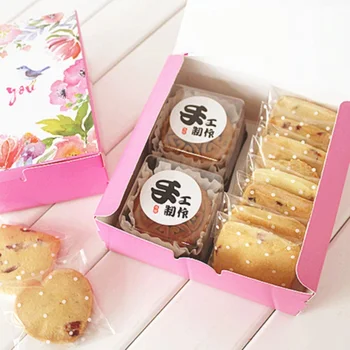 

12*12*4.5cm pink bird srping design Cheese Cake Paper Box Cookie Container gift Packaging Wedding Christmas Use