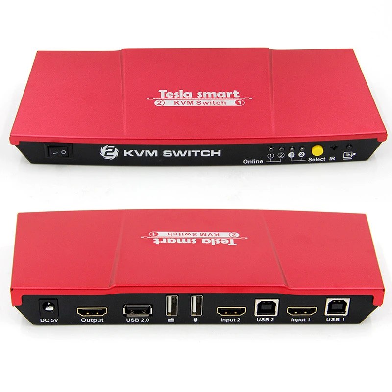 Tesla smart New High Quality 2 Port USB KVM HDMI Switch
