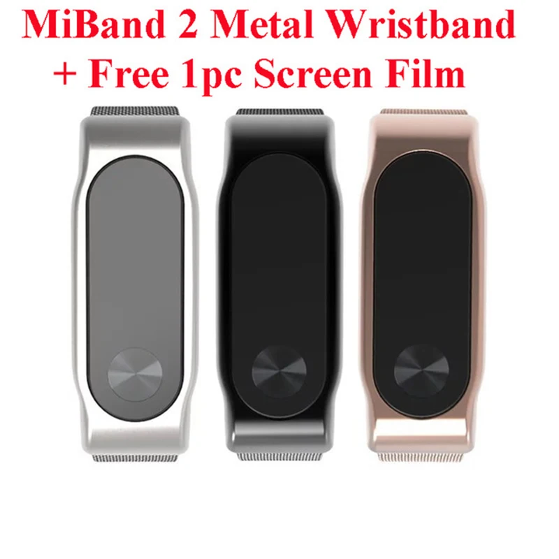 

XiaoMi Mi Band 2 Stainless Steel Bracelet Metal Strap Wristbands Screwless/ Leather Strap Belt For Xiaomi Band2 Free Screen Film