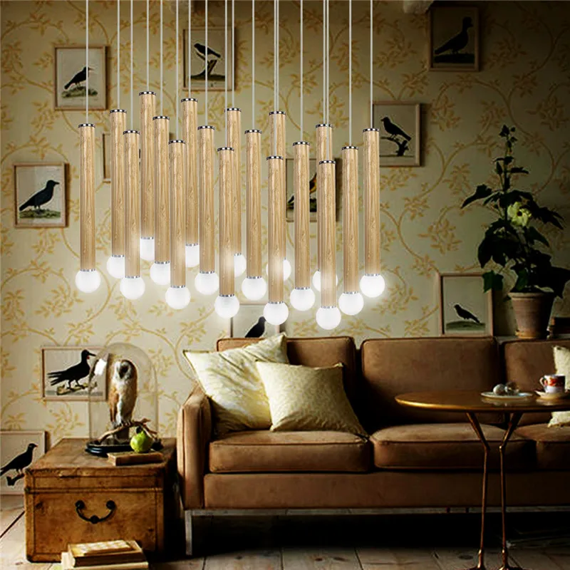 

Smuxi Modern Art Bar Wooden Pendant Light Lamp Loft Personality Comtemporary Wood Pendant Lamp For Living Room