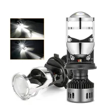 H4 LED Headlight Bulb with Mini Projector Lens H4 LED Conversion Kit 9600LM Automobiles Hi/Lo Beam LED Bulbs 12V 24V 6500K White