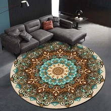 Круглые ковры и коврики Мандала в богемном стиле, для спальни, гостиной, с цветочным принтом, для дивана, стула, Декор, Противоскользящие коврики