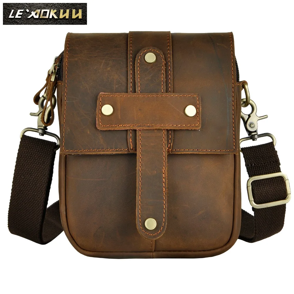 

Leather men Casual Multifunction Small Messenger Shoulder Crossbody Bag Travel Waist Belt Bag Cigarette Case Tablet Pouch 8306