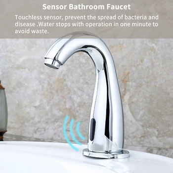 

Touchless Sensor Automatic Smart Infrared Bathroom Kitchen Sink Faucet Chrome Finished Brass Solenoid Valve Basin Water Tap