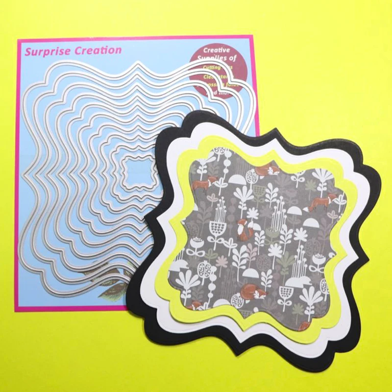 

Cutting dies 10-Piece Wave Square Scrapbook Cardmaking DIY Craft Metal Stencil