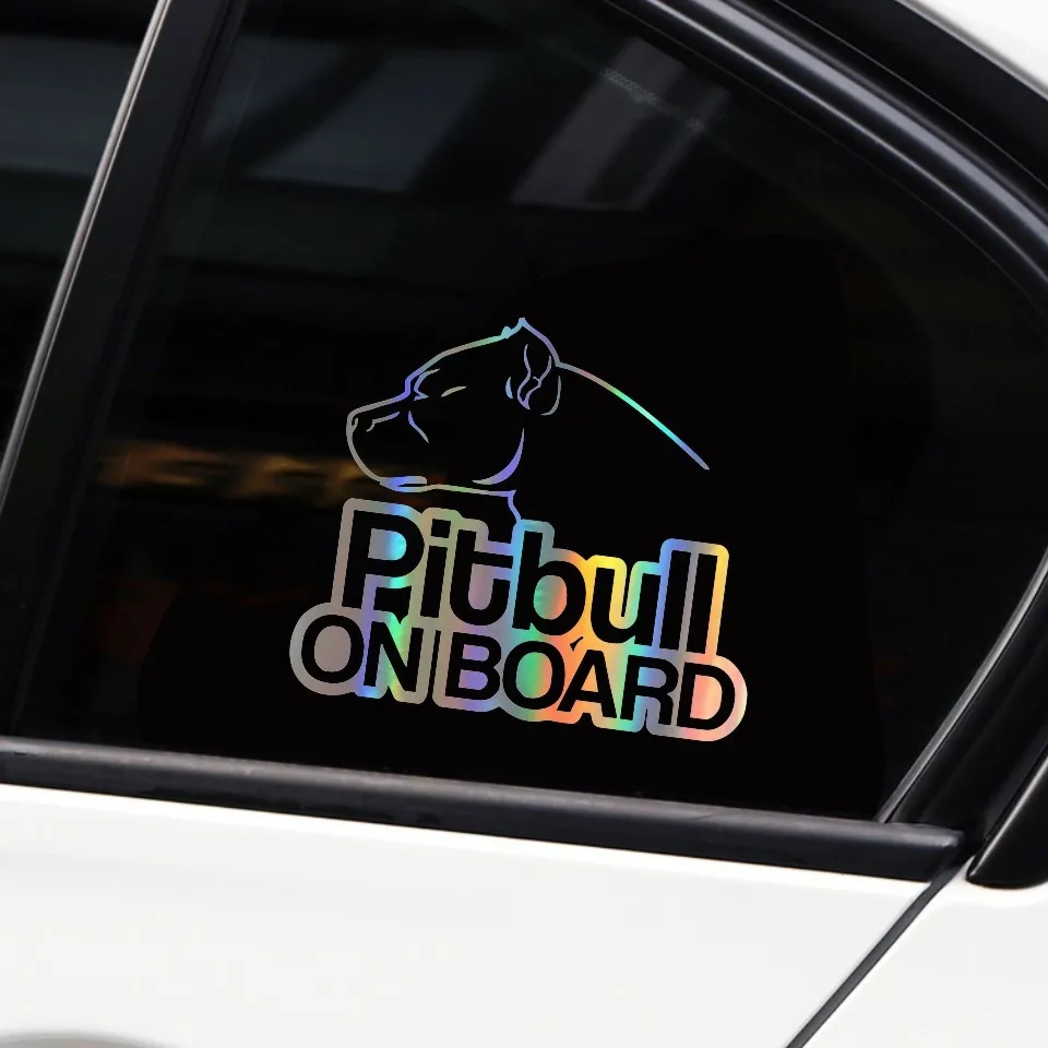 Pitbull On Board Dog Vinyl Funny Waterproof Car Sticker Black Silver Laser Motorcycle Auto Wall Window Sticker Decal 16CM13 (10)