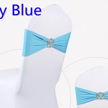 Небесно-Голубой цвет пряжки с короной лайкрой лента для свадьбы украшения для стульев повязка из спандекса стрейч галстук-бабочка лайкра лента ремень на продажу