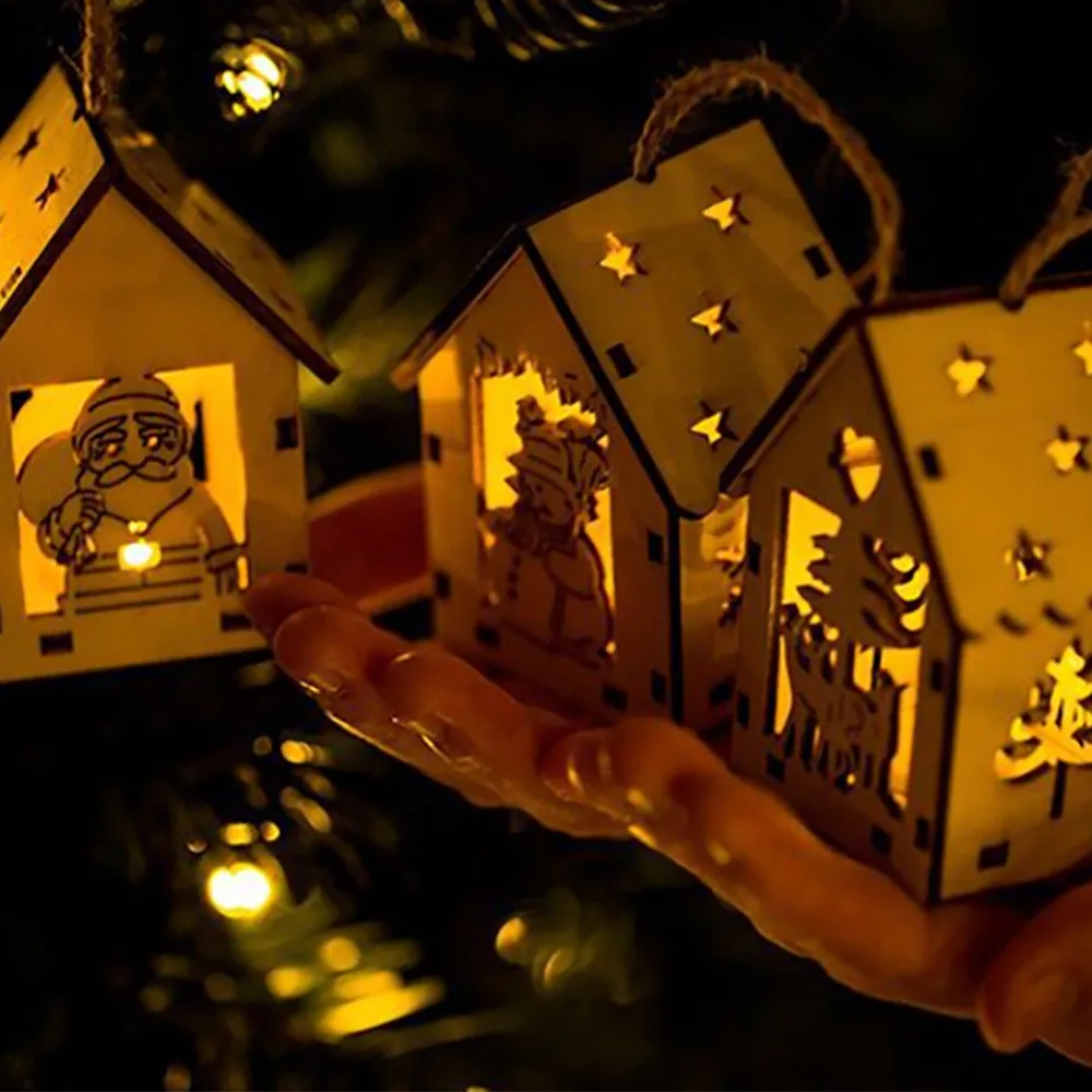 Деревянный материал рождественские украшения светодиодный светильник для отдыха в отеле бар Рождественская елка украшение дерево цвет