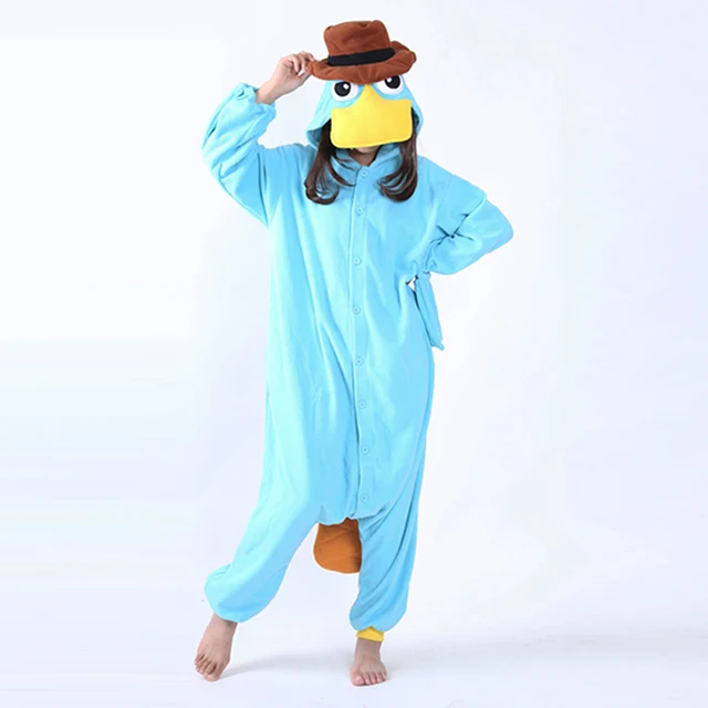 Pile blu unisex Perry lornitorinco costume Onesies mostro Cosplay Pigiama Pigiama for adulti Animal Sleepwear tuta pigiama animale