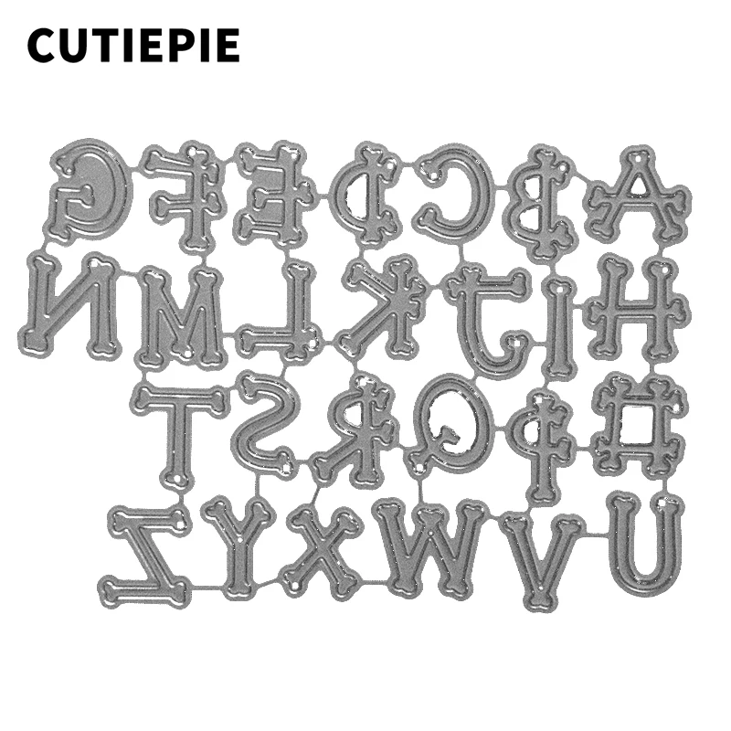 

26 Bone Shaped Capital Letters Metal Cutting Dies for Scrapbooking Embossing Paper Cards DIY Photo Album Stencils Decor Supplies