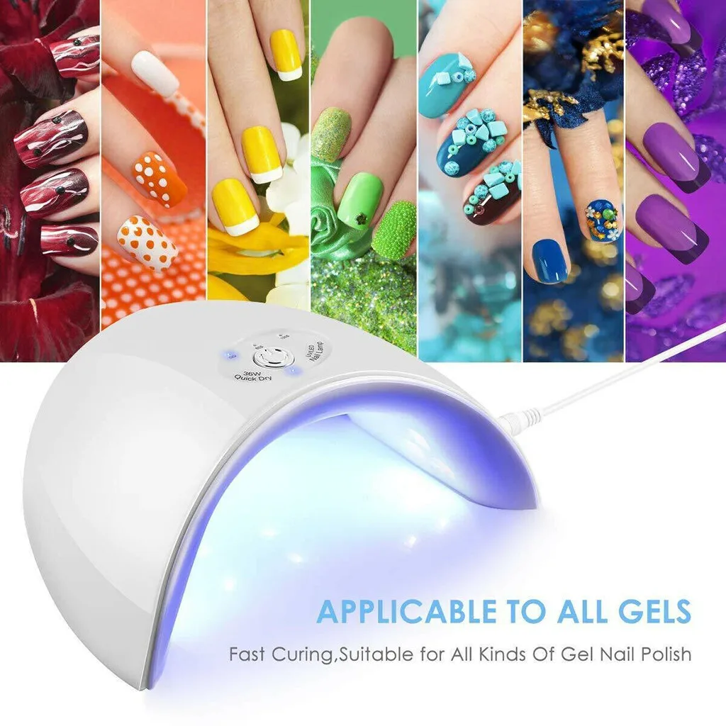 

36W LED UV Nail Polish Dryer Lamp Gel Acrylic Curing Light Spa Professional Kit 12 pcs LEDS All of Type Gel Nail Polish