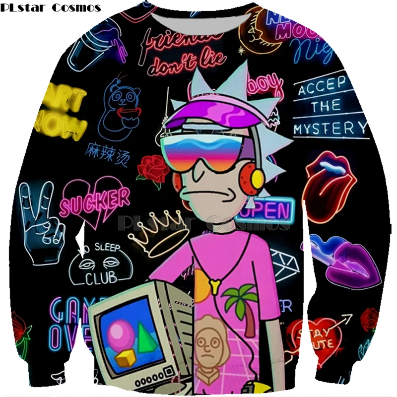 2019 New 3D Rick And Morty Hoodies Sweatshirt Men Women Funny Cartoon Print Hoodie Graffiti puzzle  Harajuku Hip Hop Street-8