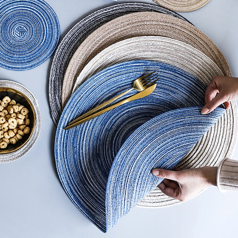 

Round DesignTable Mat Nordic Cotton Yarn Western Mat Hand-Made Non Slip Table Mat Kitchen Accessories Decoration Home Coaster