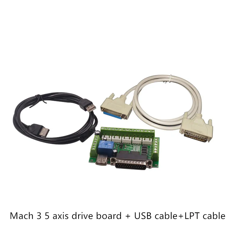 Модернизированный 5 Axis CNC Интерфейс адаптер коммутационная плата для Драйвер шагового двигателя Mach3+ USB кабель горячая Распродажа и LPT кабель