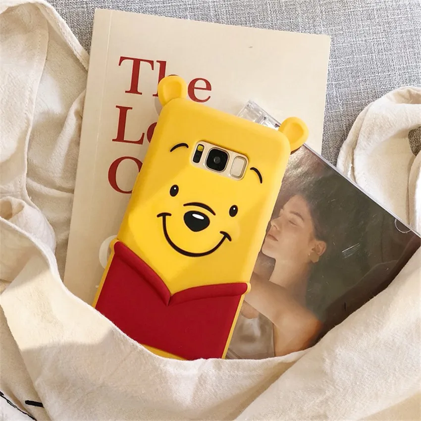 

Cute 3D Winnie Pooh bear High Quality Silicone Soft cover case For Samsung Galaxy S7 S7Edge S8 S9 Plus Note 8 9 Case Back Cover