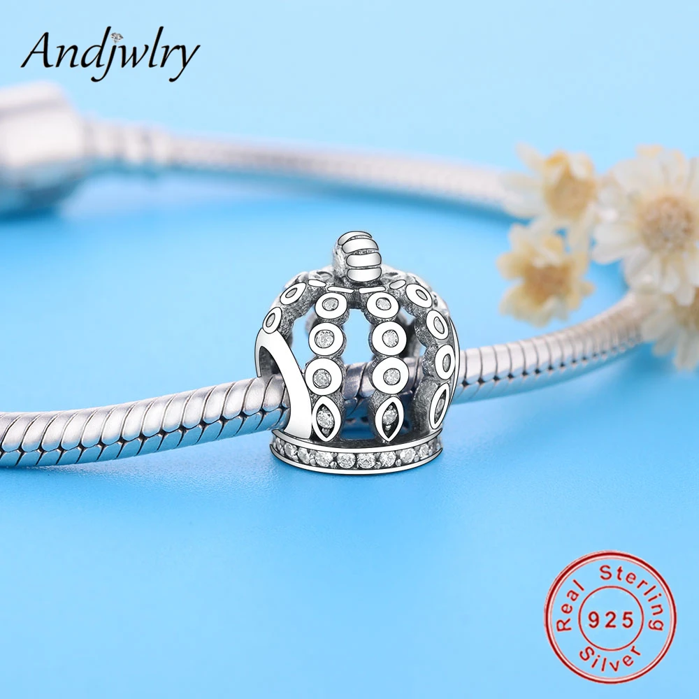 Подходит для браслетов Pandora, 925 пробы, серебро,, корона, колпачок, бусины, серебро 925, амулеты, сделай сам, ювелирное изделие для женщин, Berloque