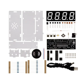 

Digital Clock DIY Kit Compact 4-digit DIY LED Electronic Clock Microcontroller Light Control Temperature Date Time Display