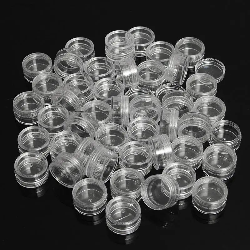 

50pc/Lot 5g Sample Clear Cream Jar Mini Cosmetic Bottles Containers Transparent Pot For Nail Arts Jewelry Beads Organizer