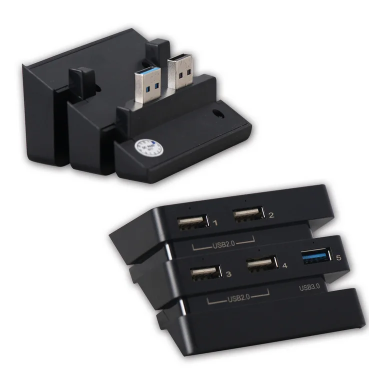 Foleto PS4 Pro концентратор usb порты ж/5 USB порт высокоскоростной USB с-(1*3,0)-(4*2,0)-usb порты Кабельный адаптер для sony Playstation - Цвет: Черный