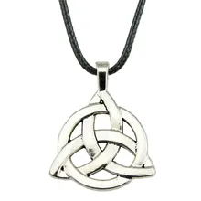Triquetra Symbol Pendant Necklace Triquetra Sign Wax Rope Chain Necklace Triquetra Symbol Black Leather Chain Necklace