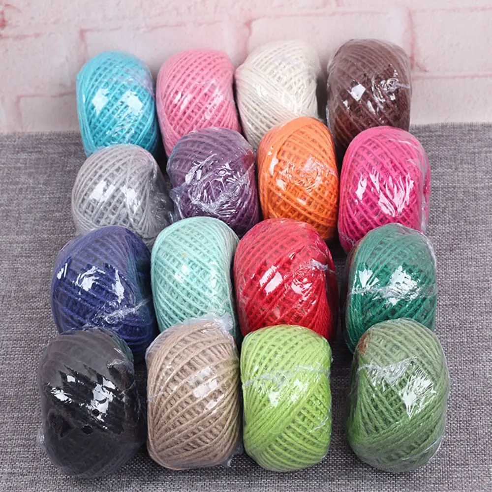 

50m Colorful Jute Twine Hemp Rope String Packing Wrapping Ribbon Arts Crafts DIY Gift Box String Cord Wedding Tags Decoration