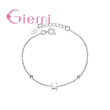 Женский браслет-цепочка в сдержанном стиле, простой квадратный браслет в форме звезды, 925 пробы Серебряное массивное ювелирное изделие для женщин и девушек