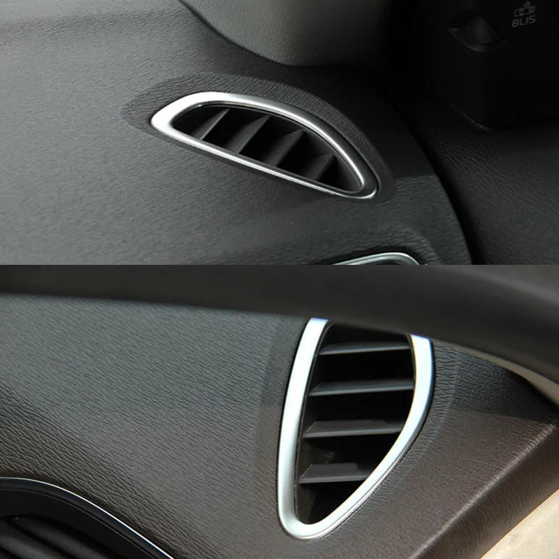 Автомобильный Кондиционер воздуха вентиляционные отверстия декоративная рамка, обшивка, накладка из нержавеющей стальной клапан с подачей возуха розеток интерьер 3D Стикеры для Volvo V40