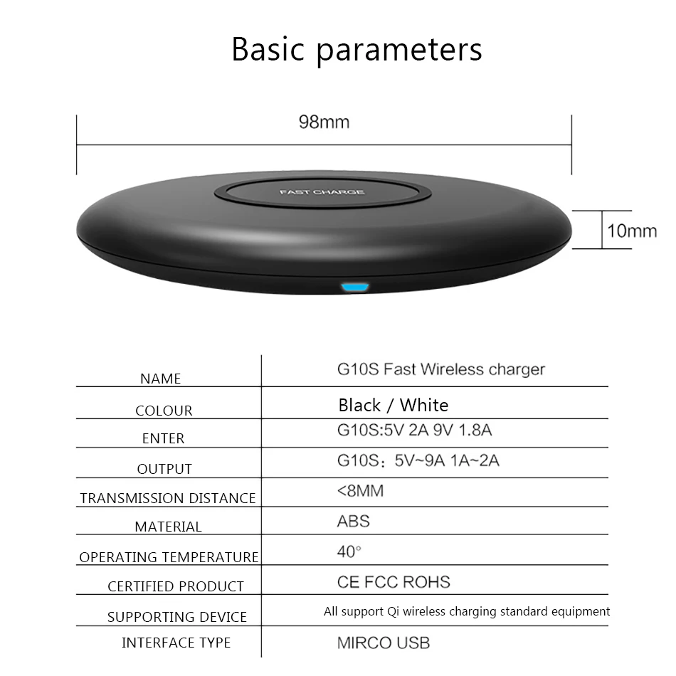 !ACCEZZ 7.5W Fast Qi Wireless Charger For iPhone X 8 8 Plus 10W Waterproof Quick Charging For Samsung Galaxy S8 S9 Plus S7 Edge (2)
