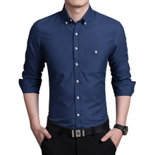 Высокое качество, мужская рубашка с длинным рукавом, тонкая, для фитнеса, однотонная, хлопковая, мужская рубашка, плюс Размер 3XL, 4XL, 5XL, 11 цветов