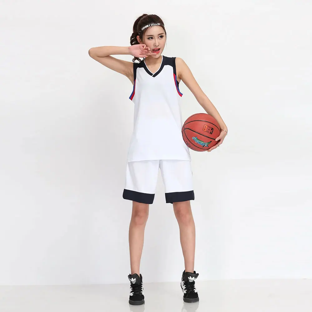 Женский баскетбольный Трикотажный костюм, рубашка и короткие штаны, командная тренировочная одежда для девочек, Воздухопроницаемый пустой спортивный комплект