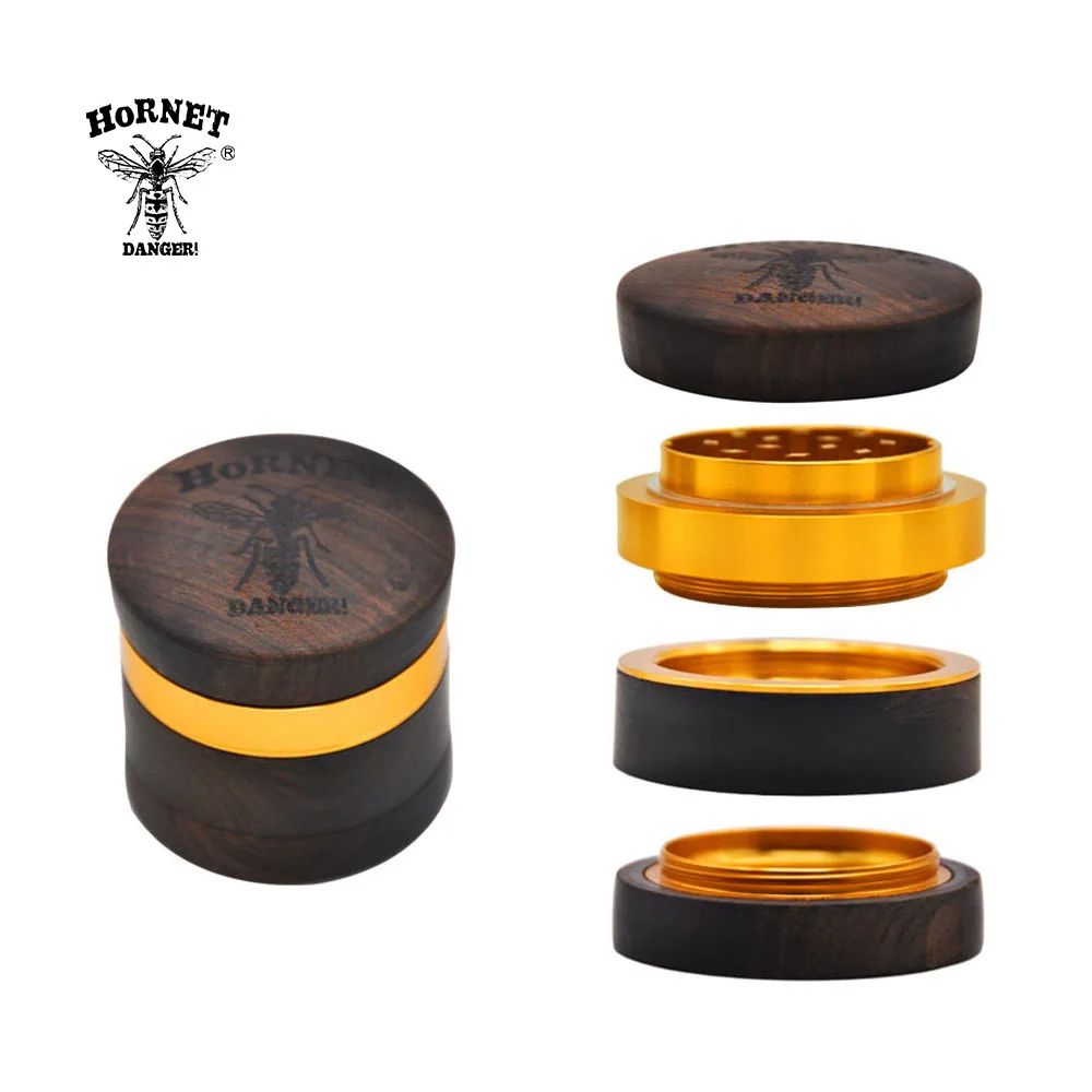 HORNET EbonyHandmade Tobacco Herb Grinder 60 мм 4 слоя алюминия травяной Grinder Дым с острыми алмазными зубами для курения