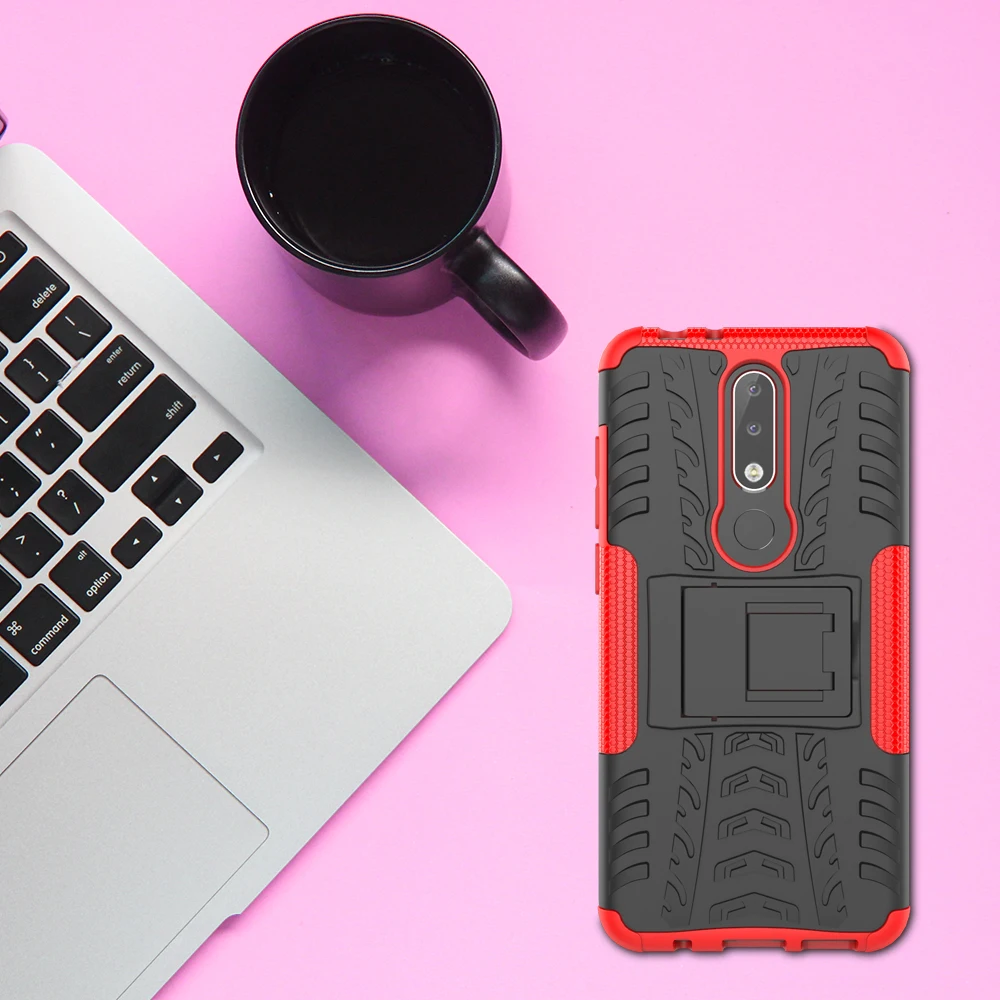 Сверхмощный чехол для Nokia 3 5 6 1 7 Plus Kickstand Armor Hybrid TPU + PC жесткий накладка X5 X6