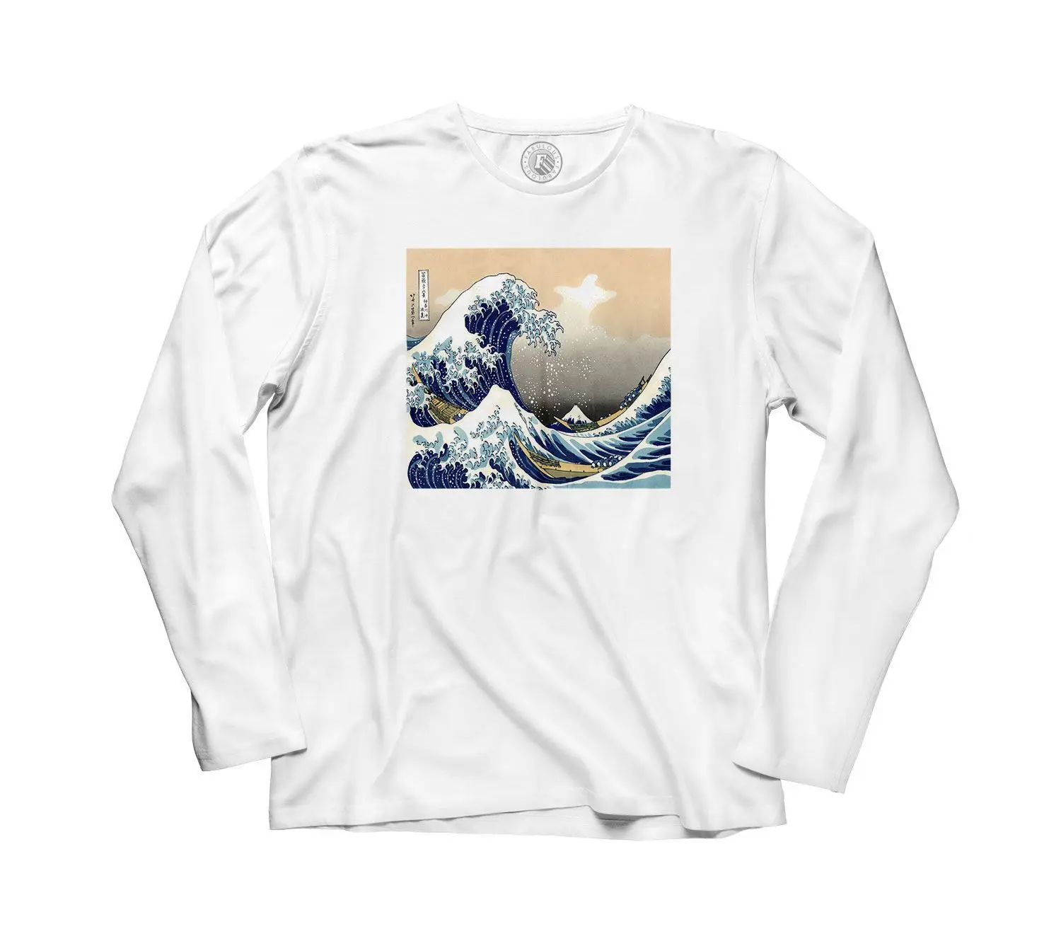 Футболка Homme Manche Longue Hokusai канагава волны вид Гора Fuji | Мужская одежда
