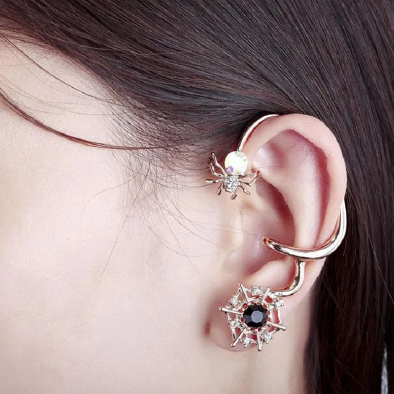 Exquisite spider hook earrings ear hanging exaggerated rhinestone clear