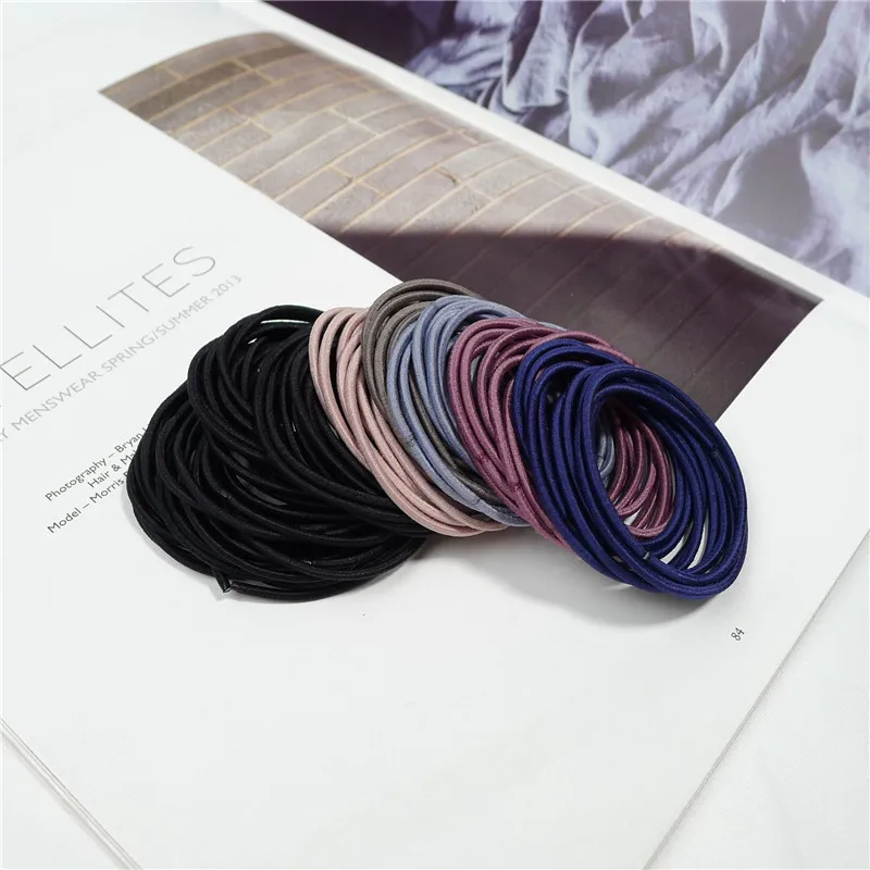 Новая мода 100 шт./лот 5 см размер тонкие эластичные резинки корейский стиль базовые женские головные уборы аксессуары для волос резинка для галстука