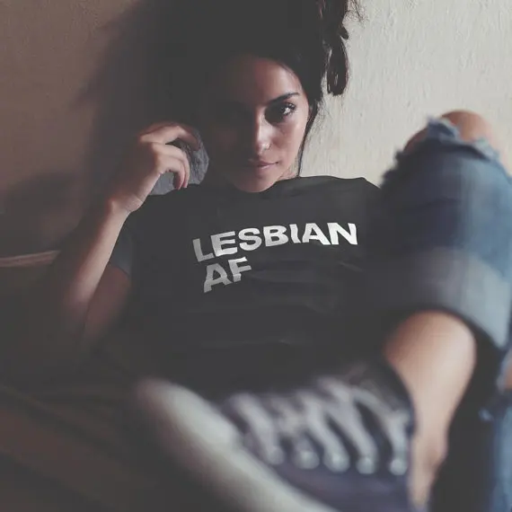 

Lesbian AF Multi-Colour t-shirt women fashion grunge tumblr tees funny slogan vintage camisetas feministe tops feministe t shirt