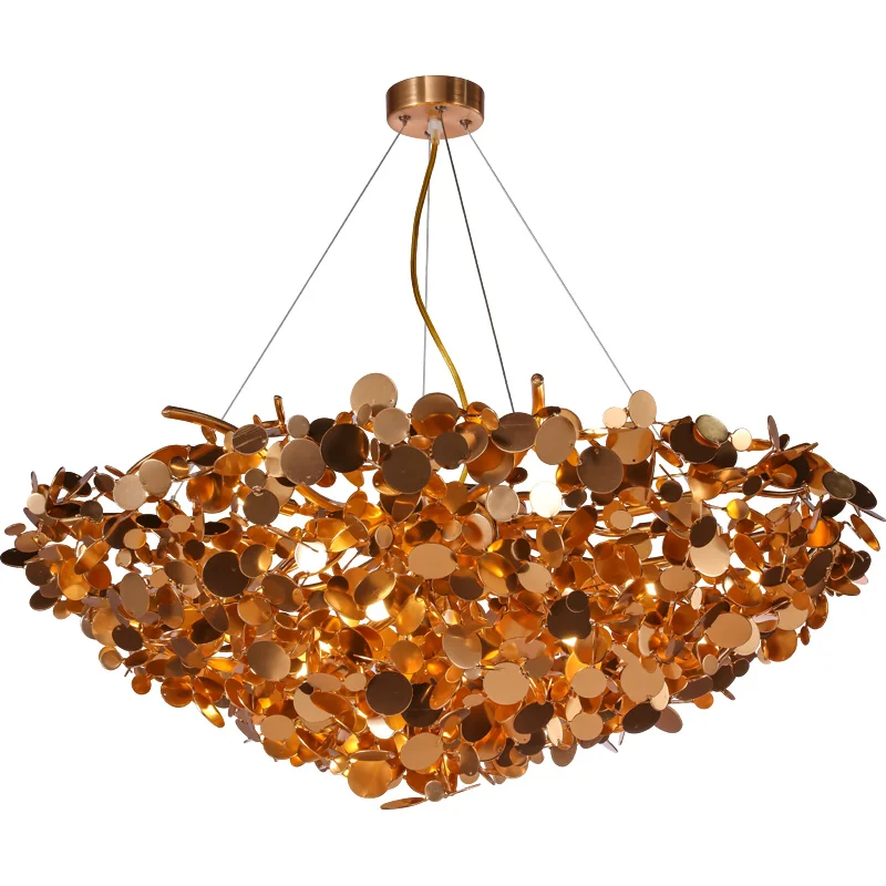 

Nordic Post modern Living room Pendant lamps Creative light luxury Bedroom Modern simple Aluminum Gold Chandelier G4 LED BULBS
