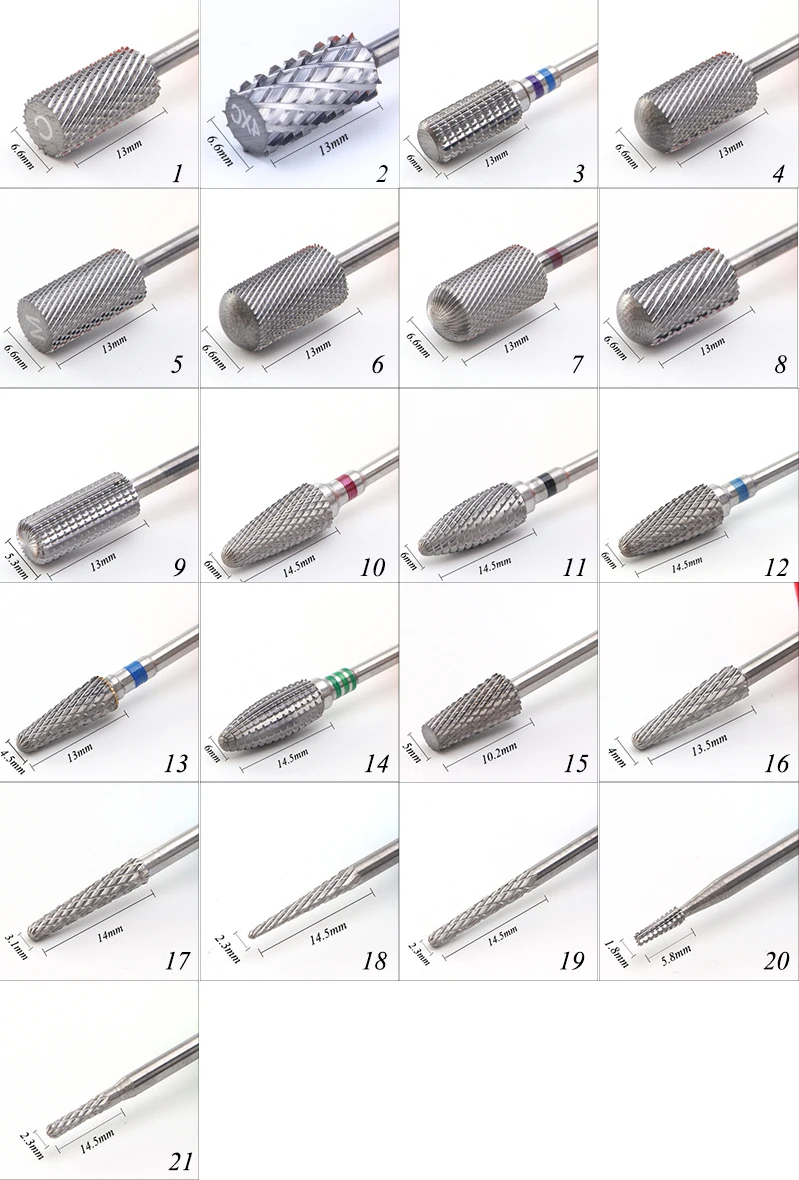 STZ 1 шт. вольфрамовые карбидные сверла для ногтей фрезы для ногтей Маникюрные электрические станки аксессуары для педикюра Инструменты#01-21