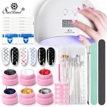 Saviland 18 шт. 24 Вт гель для ногтей Лампа Комплект волочильные ногтей гель Paingting Лаки потянув шелк паук ногтей Книги по искусству инструменты ногтей Наборы