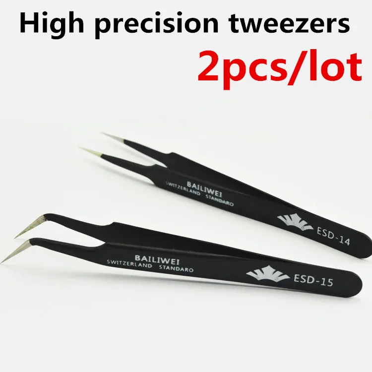

2 pcs Black Nail Art Acrylic Gel Picking Tool Rhinestones Gem Decor Black Eyelash Tweezers Hot Selling