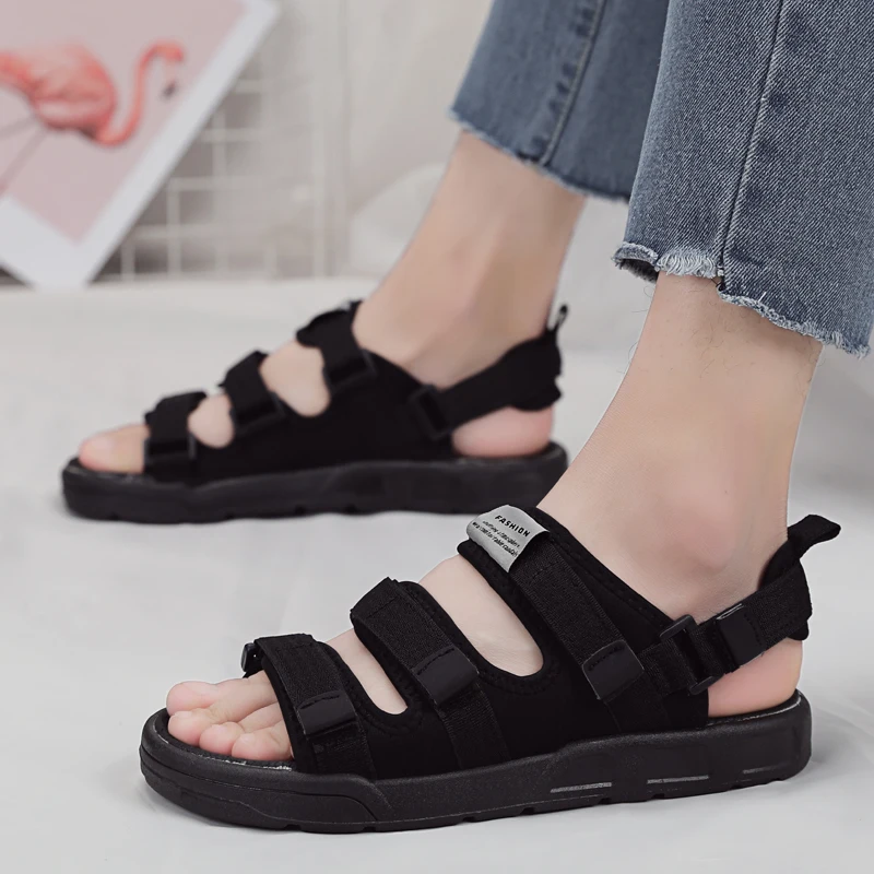 

Sandals Men shoes 2019 Gladiator Men's Sandals Roman Men Shoes Summer Flip Flops Gray Black Flat Sandals