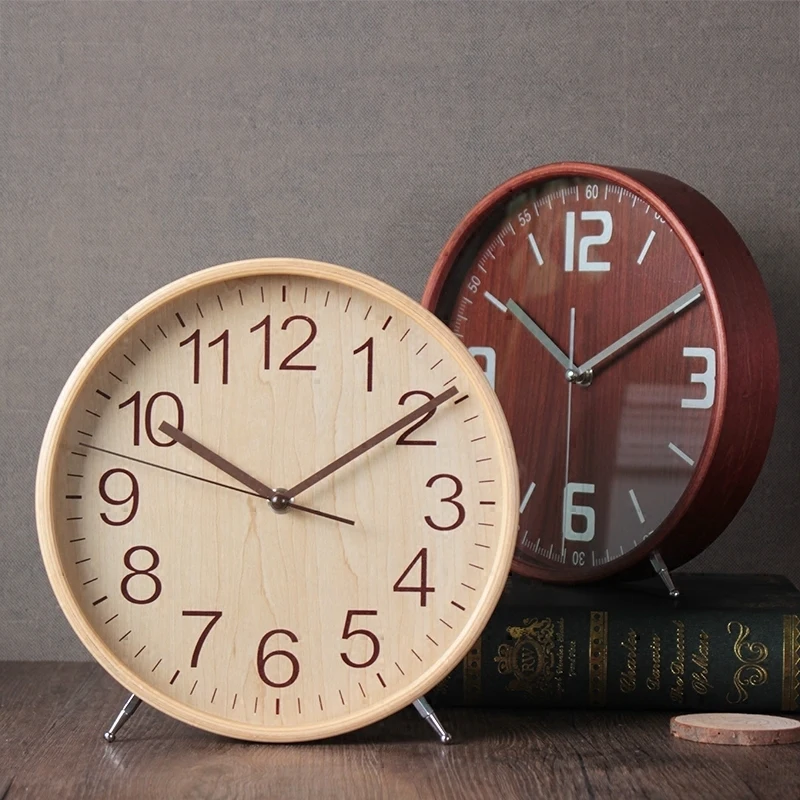 

Modern simple desktop living room clock pendulum table pendulum large sitting creative solid wood clocks