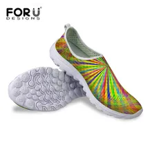 FORUDESIGNS/Модная женская повседневная обувь из сетчатого материала; сезон лето-осень; женская обувь для отдыха на плоской подошве; легкая обувь без застежки; граффити; Sapatos