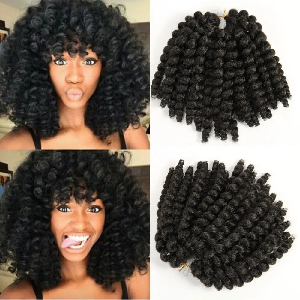 8'' 20strands Jumpy Wand Curl Crochet Twist Jamaican Bounce Braids Hair