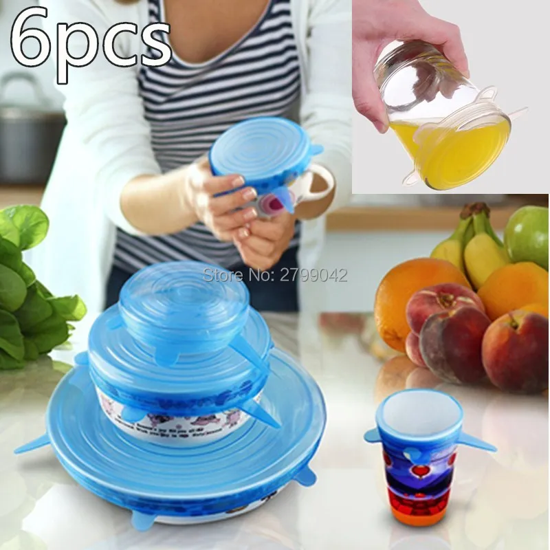 

BHomify silicon stretch lids universal lid Silicone food wrap bowl pot lid silicone cover pan cooking Kitchen accessories