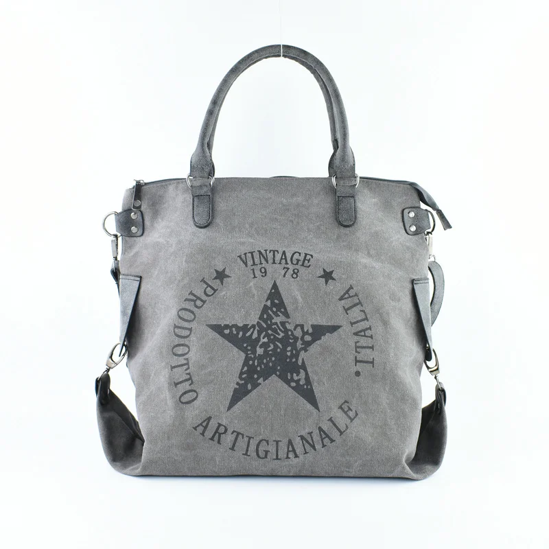 Rdywbu VINTAGE BIG STAR PRINTED CANVAS TOTE HANDBAG - Women's Multifunctional Travel Shoulder Bag Letters Messenger Bolsos B211 Rdywbu VINTAGE BIG STAR PRINTED CANVAS TOTE HANDBAG - Women's Multifunctional Travel Shoulder Bag Letters Messenger Bolsos B211