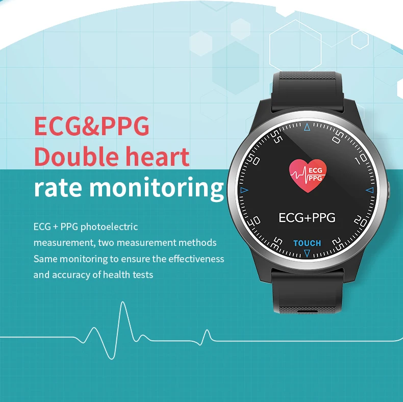 Здоровье наручные часы Мужчины ЭКГ PPG кровяное давление Smartwatch Смарт-часы монитор сердечного ритма фитнес-трекер Браслет для пожилых