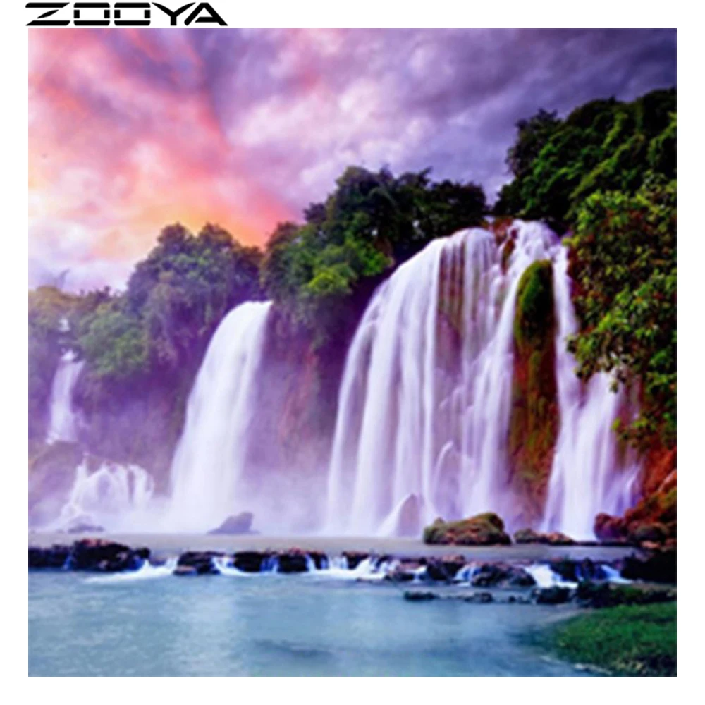 Zooya diamond Вышивка крестиком Наборы живописные водопад дерево 5D DIY алмазов картина