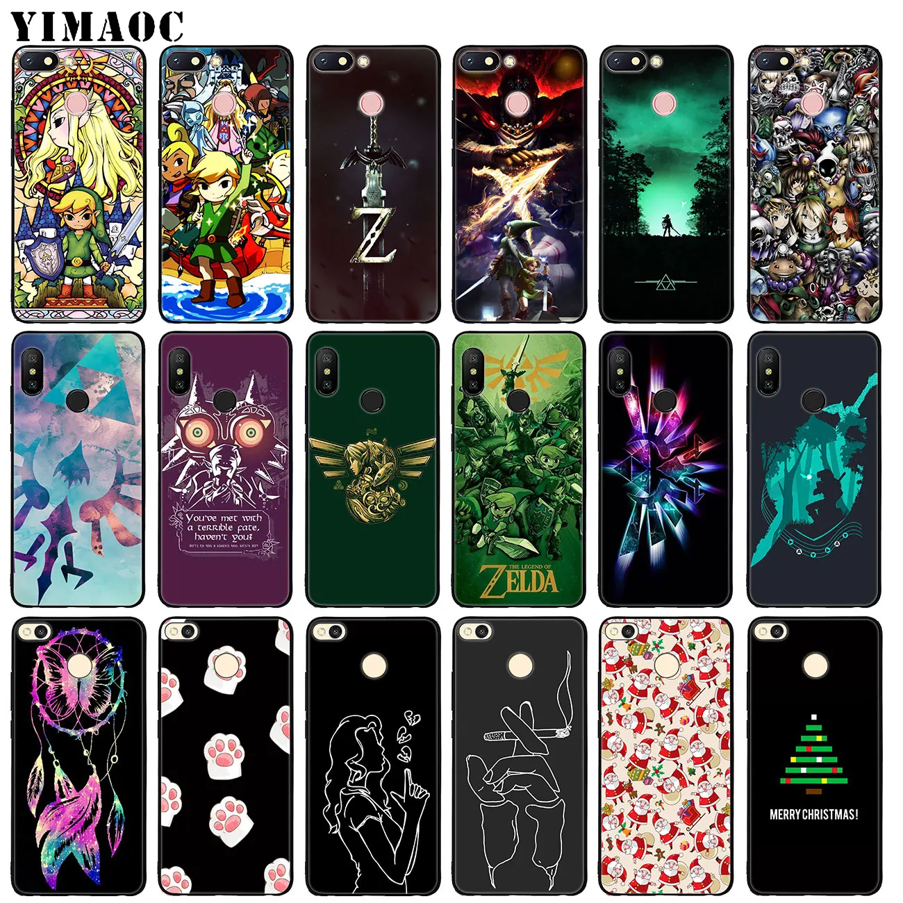 Мягкий силиконовый чехол YIMAOC Legend Of Zelda для Xiaomi Redmi K30 K20 Note 8 8T 7 5 6 Pro Mi Black flower из ТПУ |