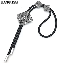 

2018 Female Silver Square Glamour DIY Abstract Black Graffiti Printing Handmade Soft Leather Long Cotton Necklace For Present